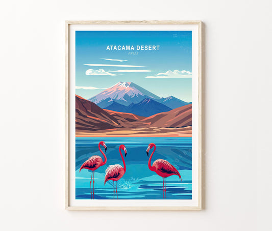 South America Atacama Desert Travel Poster – Chile Wall Art Print