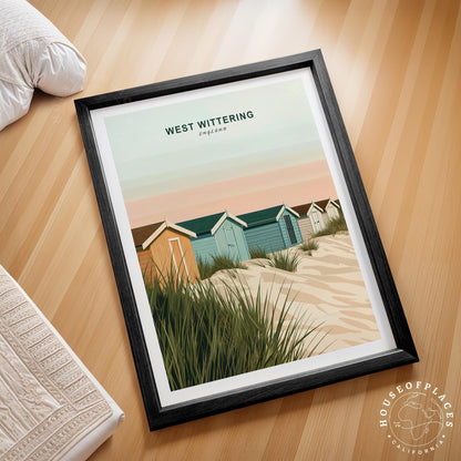 England Beach Travel Poster – West Wittering Coastal Wall Art Print