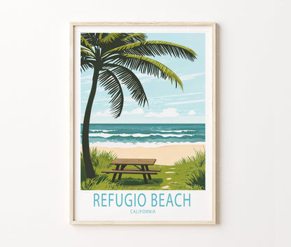Refugio Beach Travel Poster – California Wall Art Print