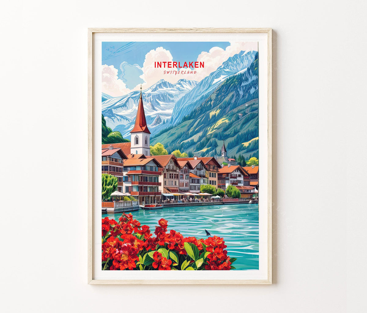 Interlaken Travel Poster – Switzerland Wall Art Print