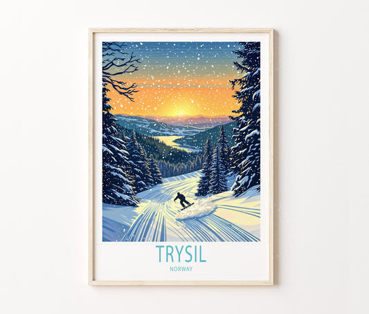 Trysil Travel Poster – Skiing Wall Art Print