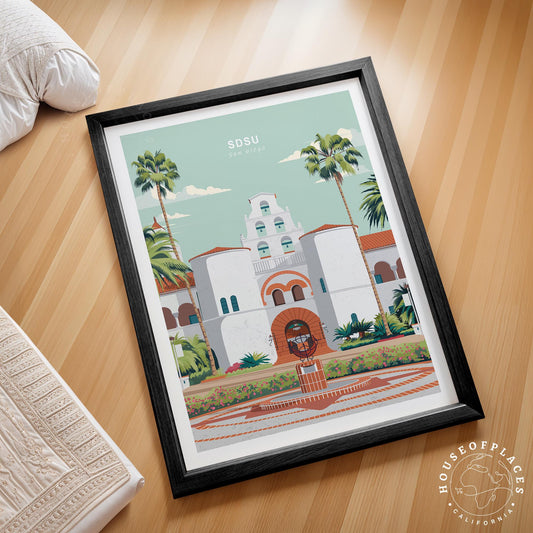 San Diego State University Travel Poster – Campus Wall Art Print
