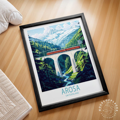 Arosa Travel Poster – Landwasser Viaduct Wall Art Print