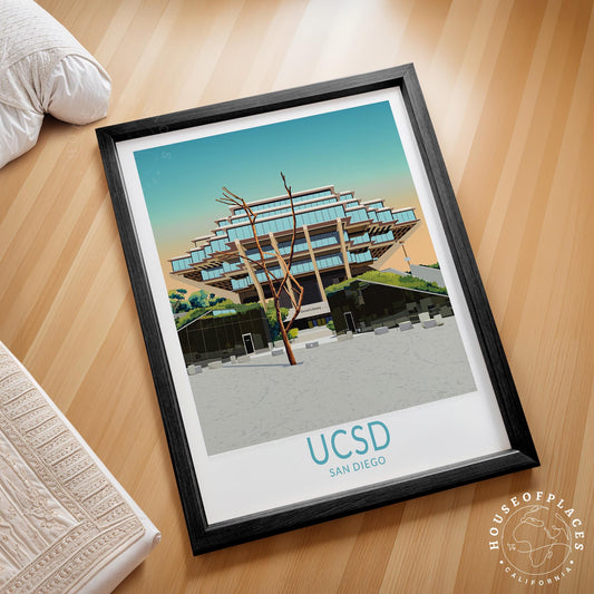 Graduation Geisel Library Travel Poster – San Diego Wall Art Print