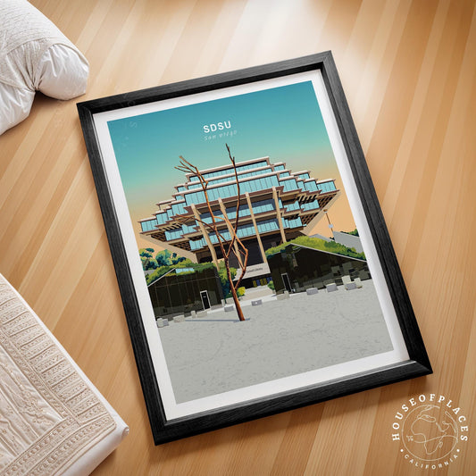 Geisel Library Travel Poster – San Diego Wall Art Print