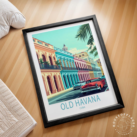 Old Havana City Travel Poster – Cuba Wall Art Print