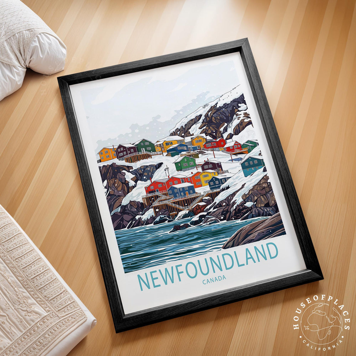 Newfoundland Island Travel Poster – Winter Wall Art Print