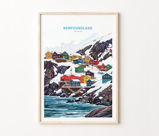 Newfoundland Winter Travel Poster – Canada Wall Art Print