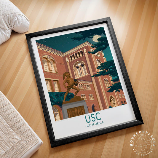University of Southern Travel Poster – USC Los Angeles City Wall Art Print