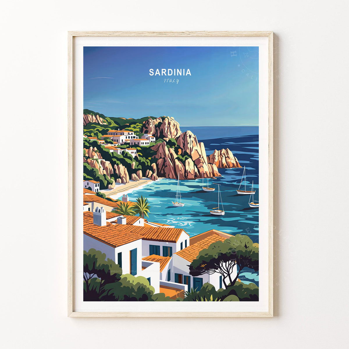 Sardinia Travel Poster – Italy Wall Art Print