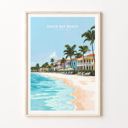 Grace Bay Beach Providenciales Travel Poster Wall Art Print
