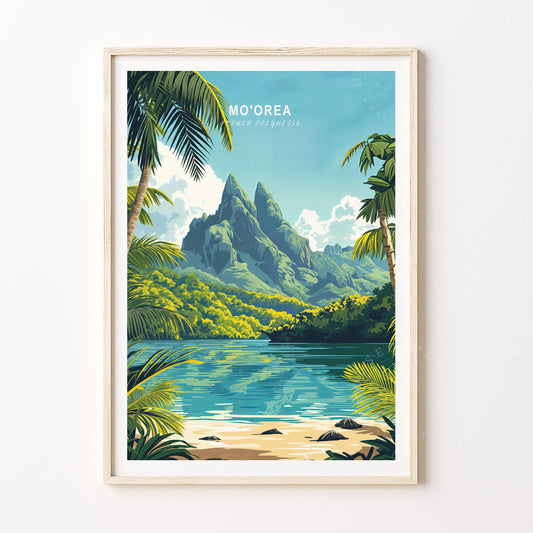Mo'orea Travel Poster – French Polynesia Wall Art Print