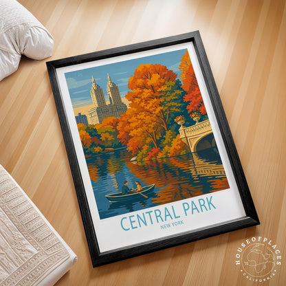 Central Park NYC Travel Poster – City Landscape Wall Art Print