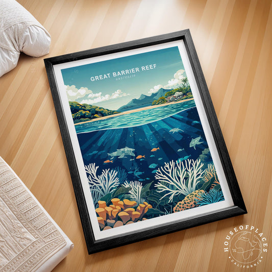 Great Barrier Reef Travel Poster – Australia Wall Art Print