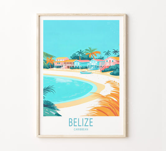 Belize Caribbean Travel Poster – Belize Wall Art Print