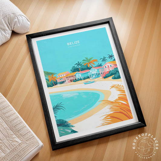Belize Caribbean Travel Poster – Belize Wall Art Print