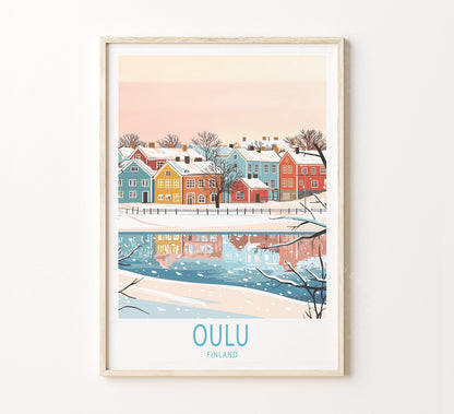 Oulu Travel Poster – Winter Wall Art Print