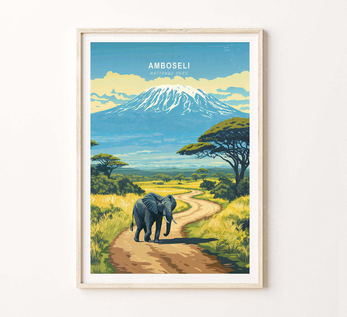 Amboseli National Park Travel Poster Wall Art Print