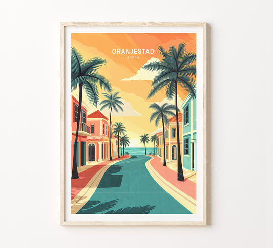 Oranjestad Travel Poster – Aruba Wall Art Print