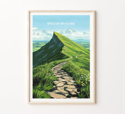 Brecon Beacons National Park Travel Poster – Beacon Wall Art Print