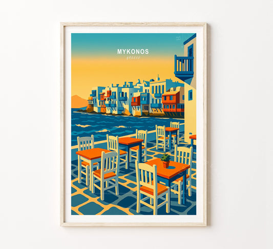 Mykonos Travel Poster – Greece Wall Art Print