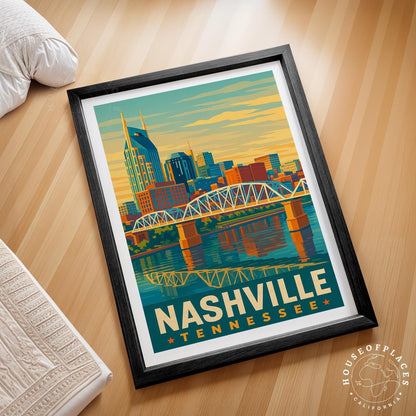 Nashville Travel Poster – Tennessee Wall Art Print