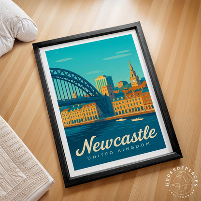 Newcastle Travel Poster – United Kingdom Wall Art Print