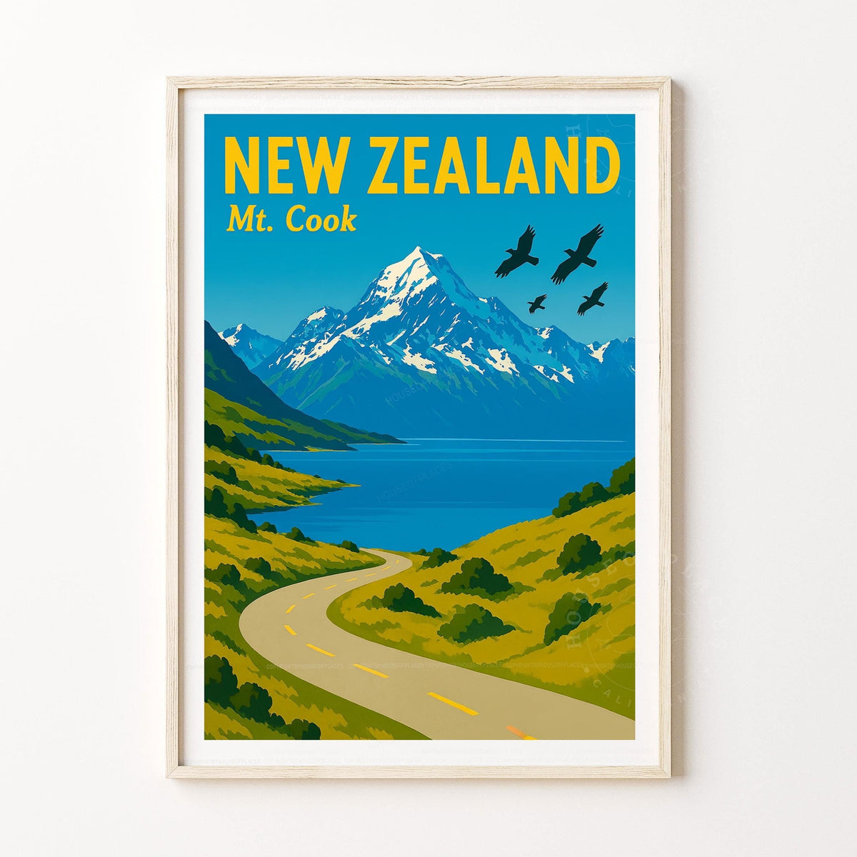 Mt. Cook Travel Poster – New Zealand Wall Art Print