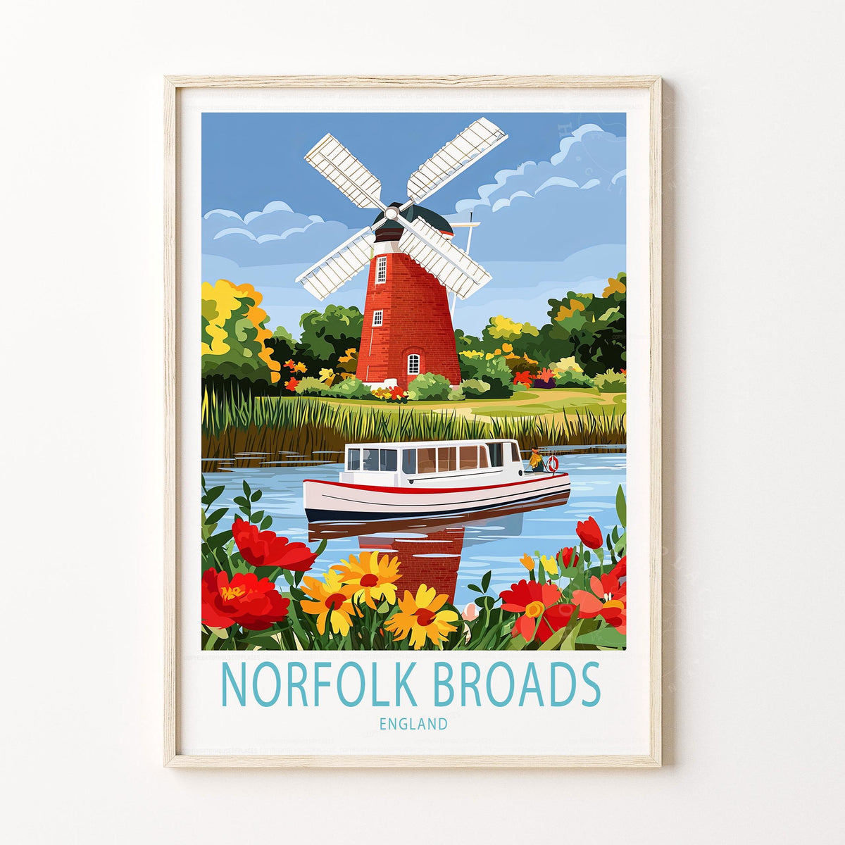 Norfolk Broads Travel Poster – United Kingdom Wall Art Print