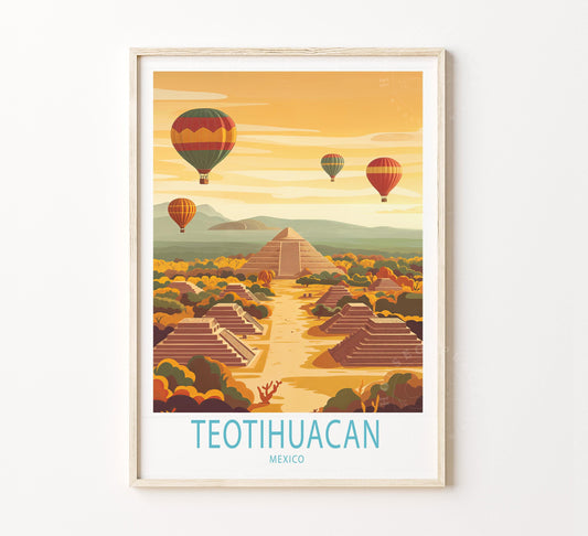 Teotihuacan Travel Poster – Mexico Wall Art Print