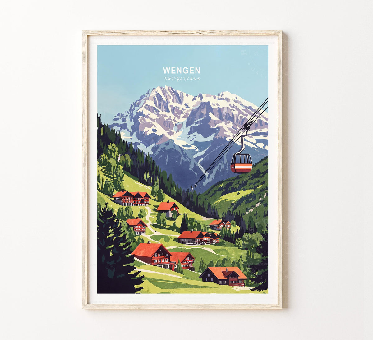 Wengen Travel Poster – Switzerland Wall Art Print