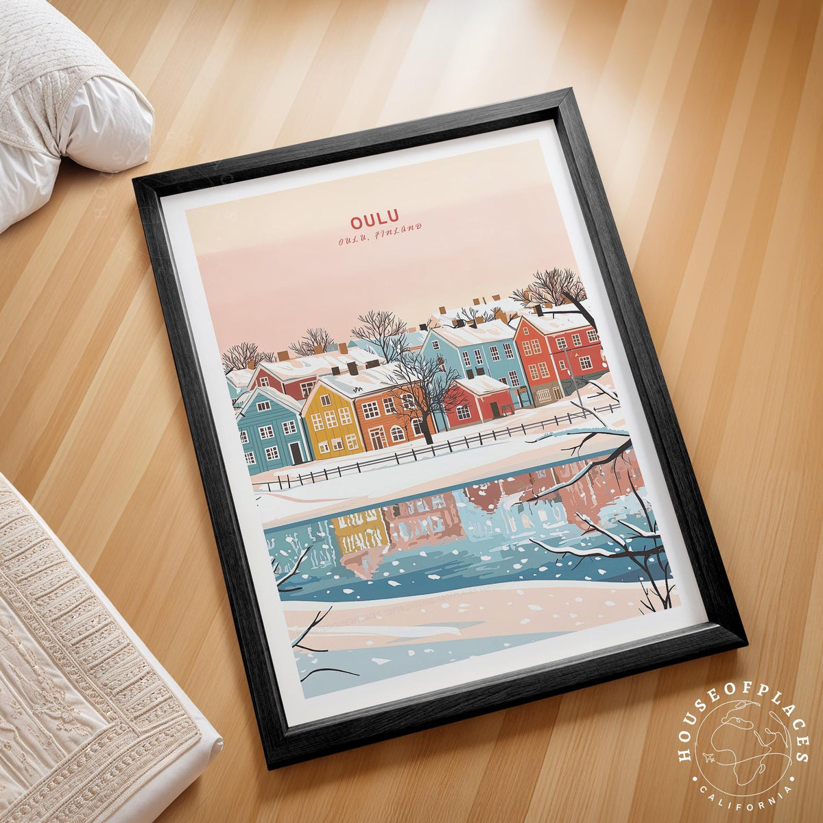 Oulu Finland Winter Travel Poster – Finland Wall Art Print