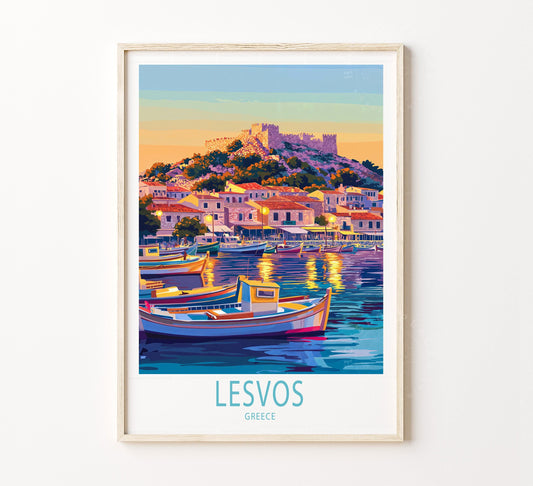 Lesvos Travel Poster – Greece Wall Art Print