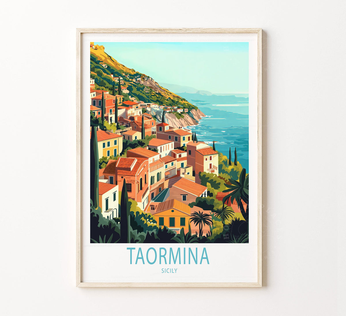 Taormina Sicily Travel Poster – Italy Wall Art Print