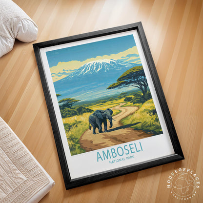 Amboseli National Park Travel Poster Wall Art Print