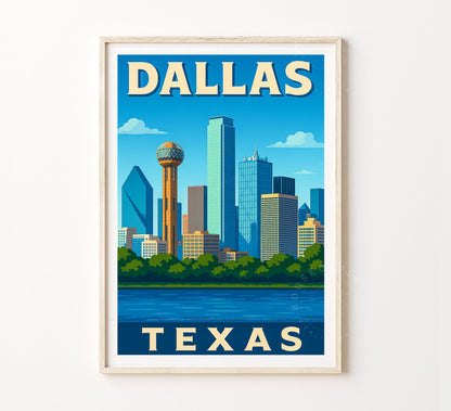 Dallas Travel Poster – Texas Wall Art Print