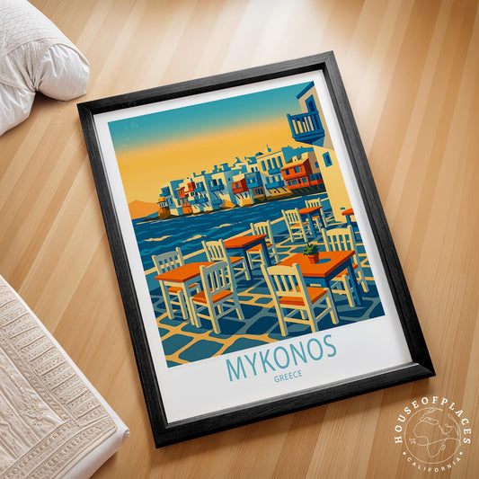 Mykonos Travel Poster – Greece Wall Art Print