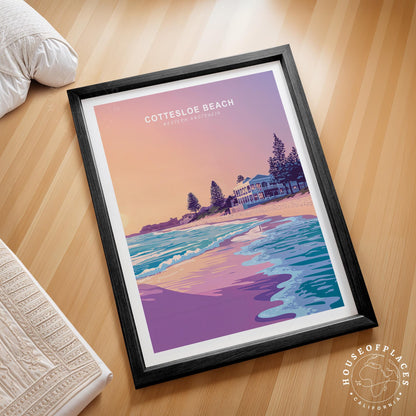 Cottesloe Beach Travel Poster – Western Wall Art Print