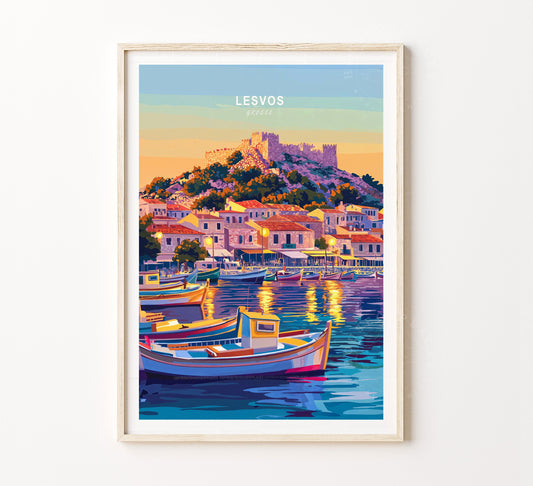 Lesvos Travel Poster – Greece Wall Art Print