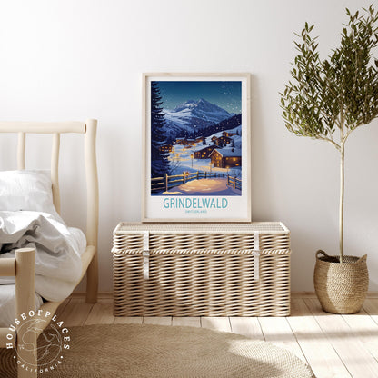 Grindelwald Switzerland Winter travel poster – view 3