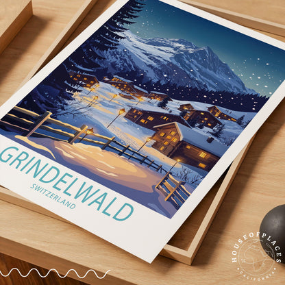 Grindelwald Switzerland Winter travel poster – view 4