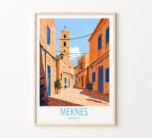 Meknes Travel Poster – Morocco Wall Art Print