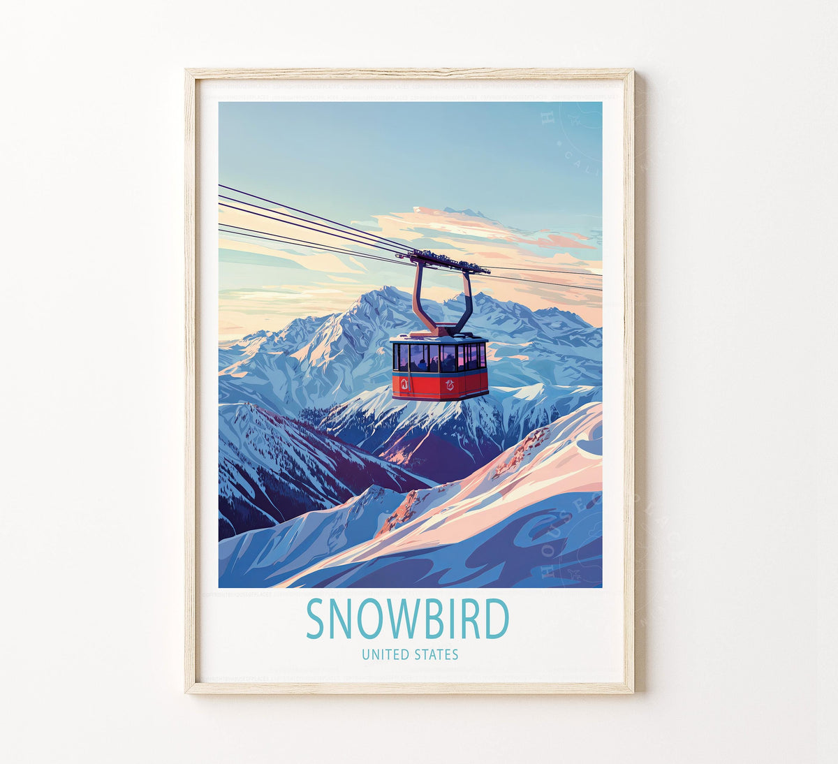 Snowbird Travel Poster – Skiing Wall Art Print