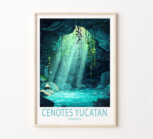 Cenotes Travel Poster – Peninsula Wall Art Print