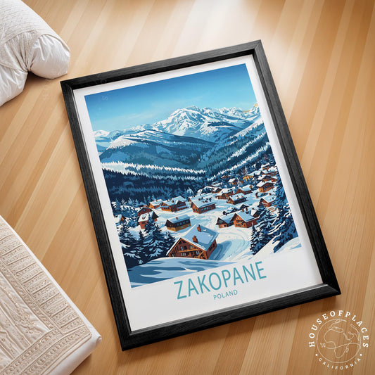 Zakopane Travel Poster – Winter Wall Art Print