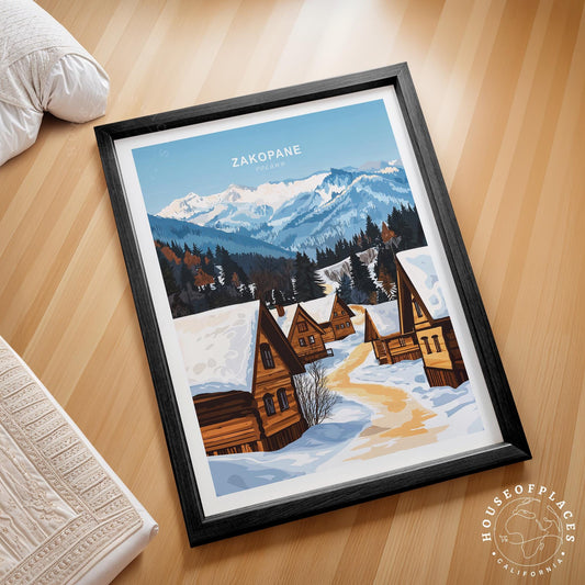 Zakopane Travel Poster – Winter Wall Art Print