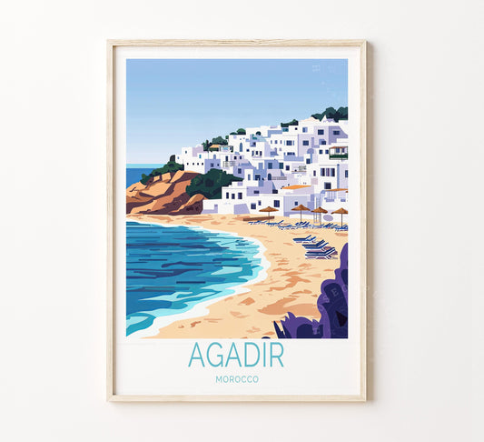 Agadir Travel Poster – Morocco Wall Art Print