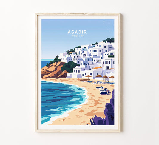 Agadir Travel Poster – Morocco Wall Art Print