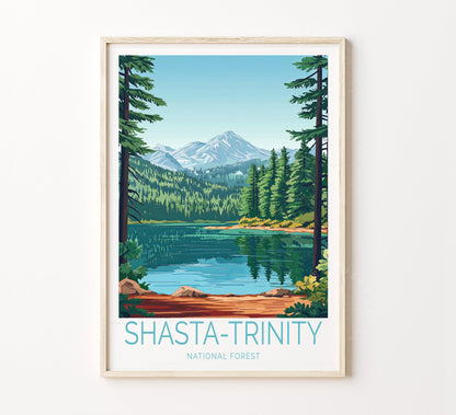 Shasta Trinity National Forest Travel Poster – California Wall Art Print