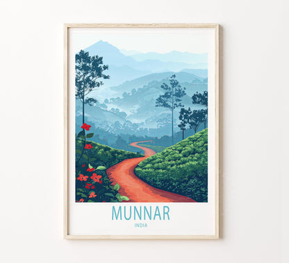 Munnar Travel Poster – India Wall Art Print